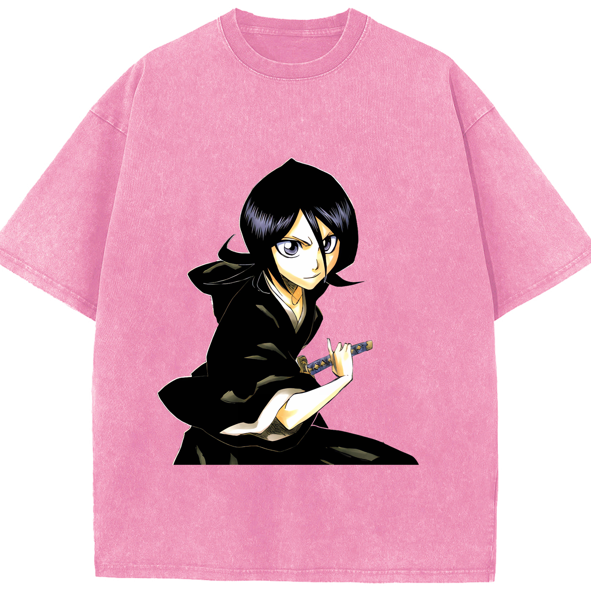 （画像用） ブリーチ 朽木ルキア BLEACH Kuchiki Rukia 綿100% ヴィンテージ風 半袖Tシャツ（フロントプリント）